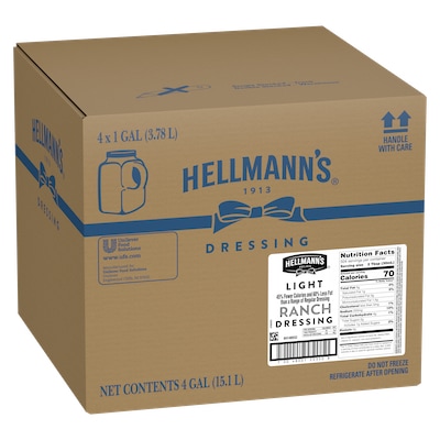 Hellmann's® Light Ranch Salad Dressing 4 x 1 gal - To your best salads with Hellmann's® Light Ranch Salad Dressing (4 x 1 gal) that looks, performs and tastes like you made it yourself.